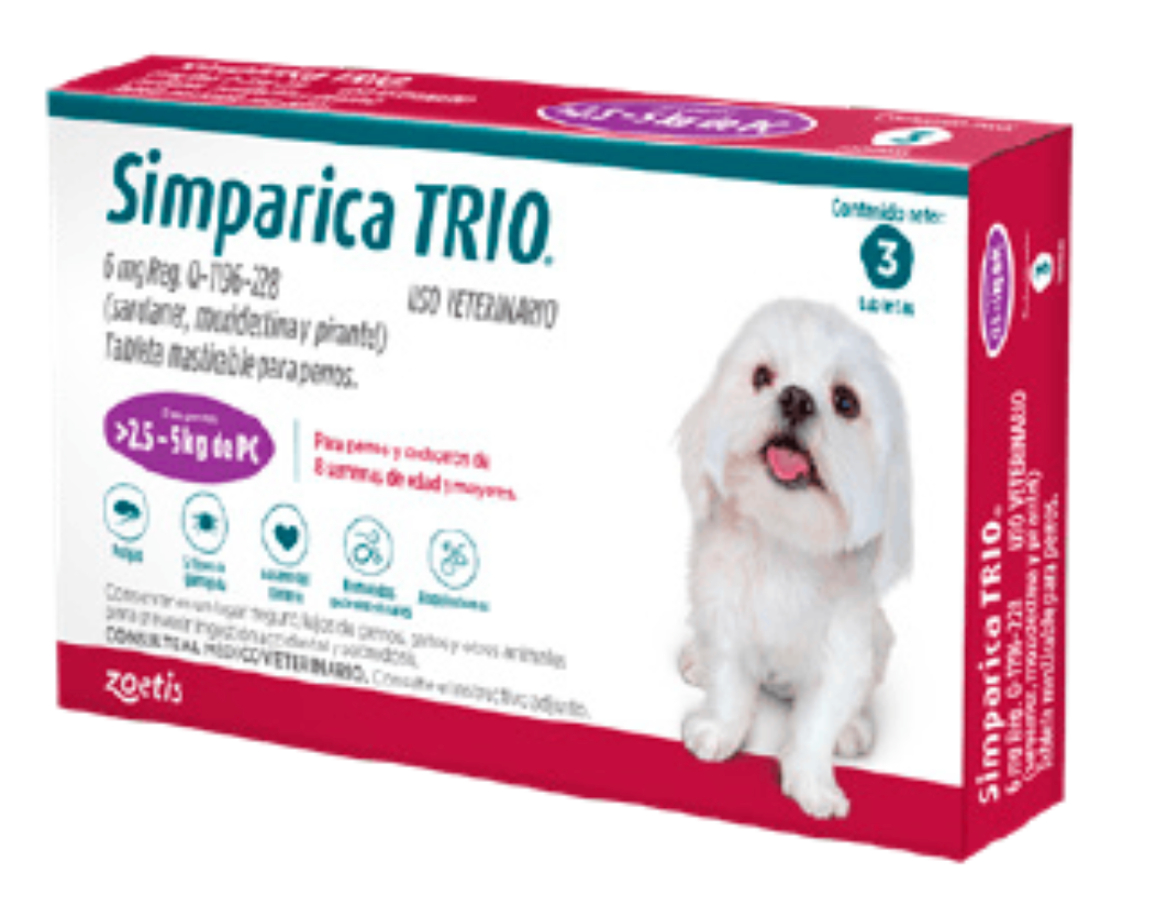 Simparica TRIO 6mg 2.5-5k (1 & 3 comp.)
