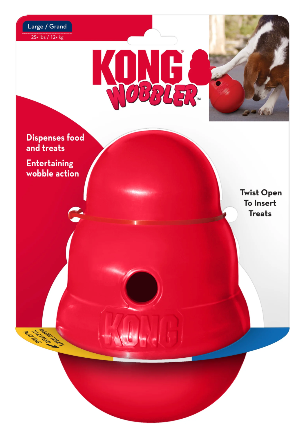 KONG WOBBLER - Juguete dispensador de alimento y premios para perros | KONG M