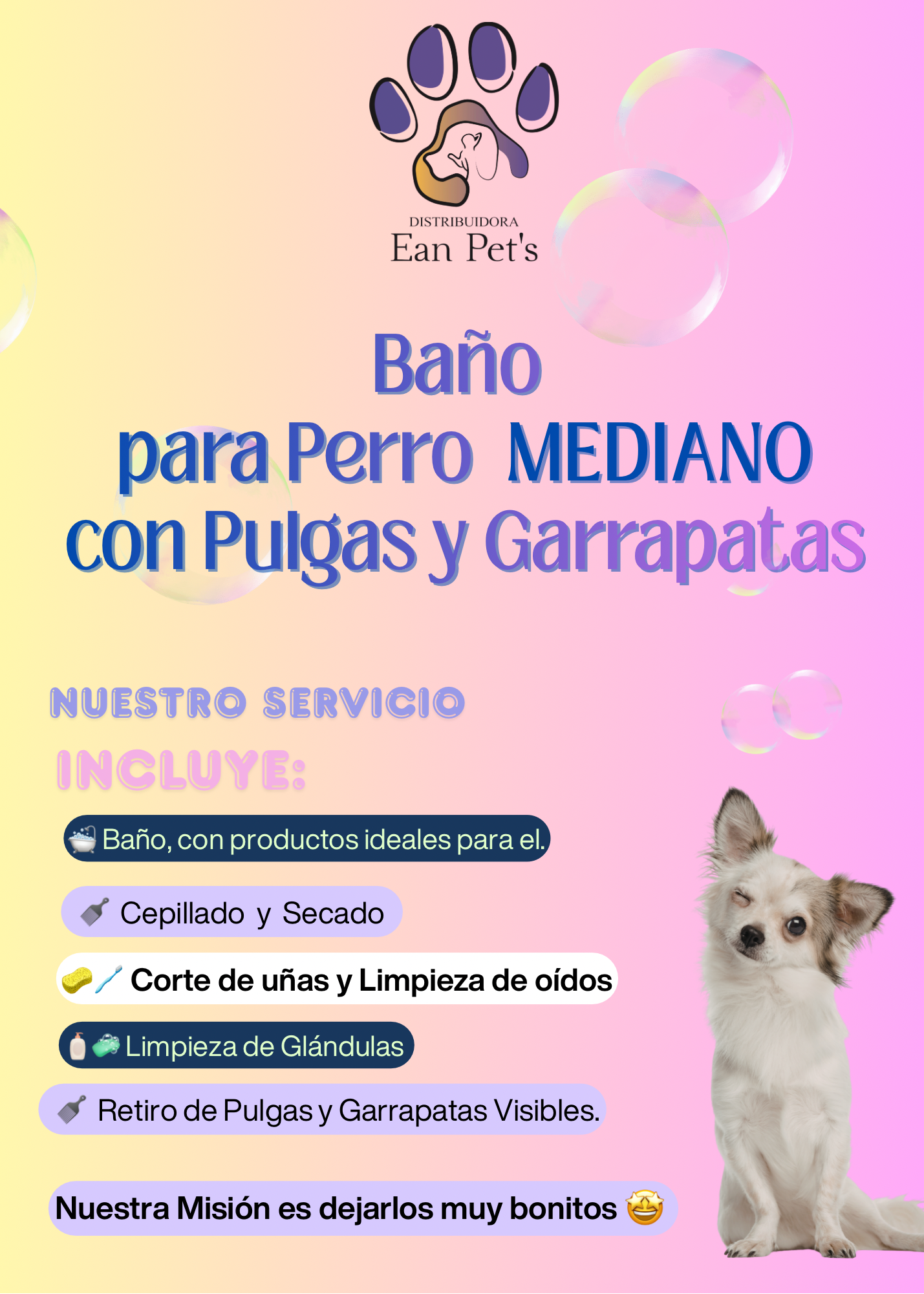 Baño para Perro Mediano con Pulgas y Garrapatas