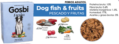 FRESKO  Dog fish & fruits  375 g. Paq. de 3 Pzas. - GOSBI