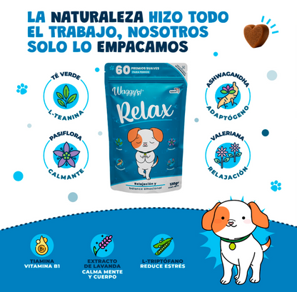 Relajante Natural para Ansiedad y Estrés en Perros | Waggy's Relax ***