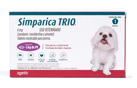 Simparica TRIO 6mg 2.5-5k (1 & 3 comp.)