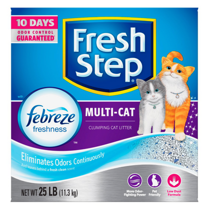 Fresh Step Multi-Cat Arena de Arcilla Aglutinante con Esencia para Hogares Multi-Gato, 11.3 kg