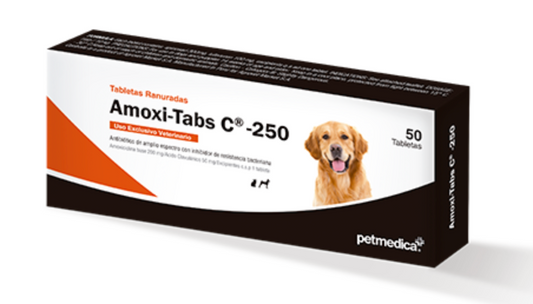 Amoxi-Tabs C®-250 con 50 Cps. - Petmedica