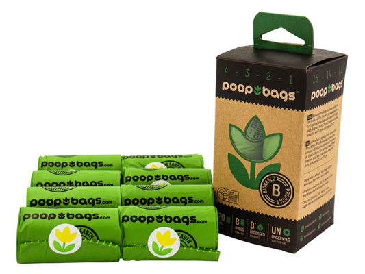 Bolsas Biodegradables Popo sin Esencia (8 Rollos con 15 Bolsas) | Poop Bags  M