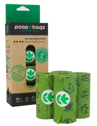 60 Bolsas Compostables p/Popo (4 Rollos con 15 bolsas)| Poop Bags   M
