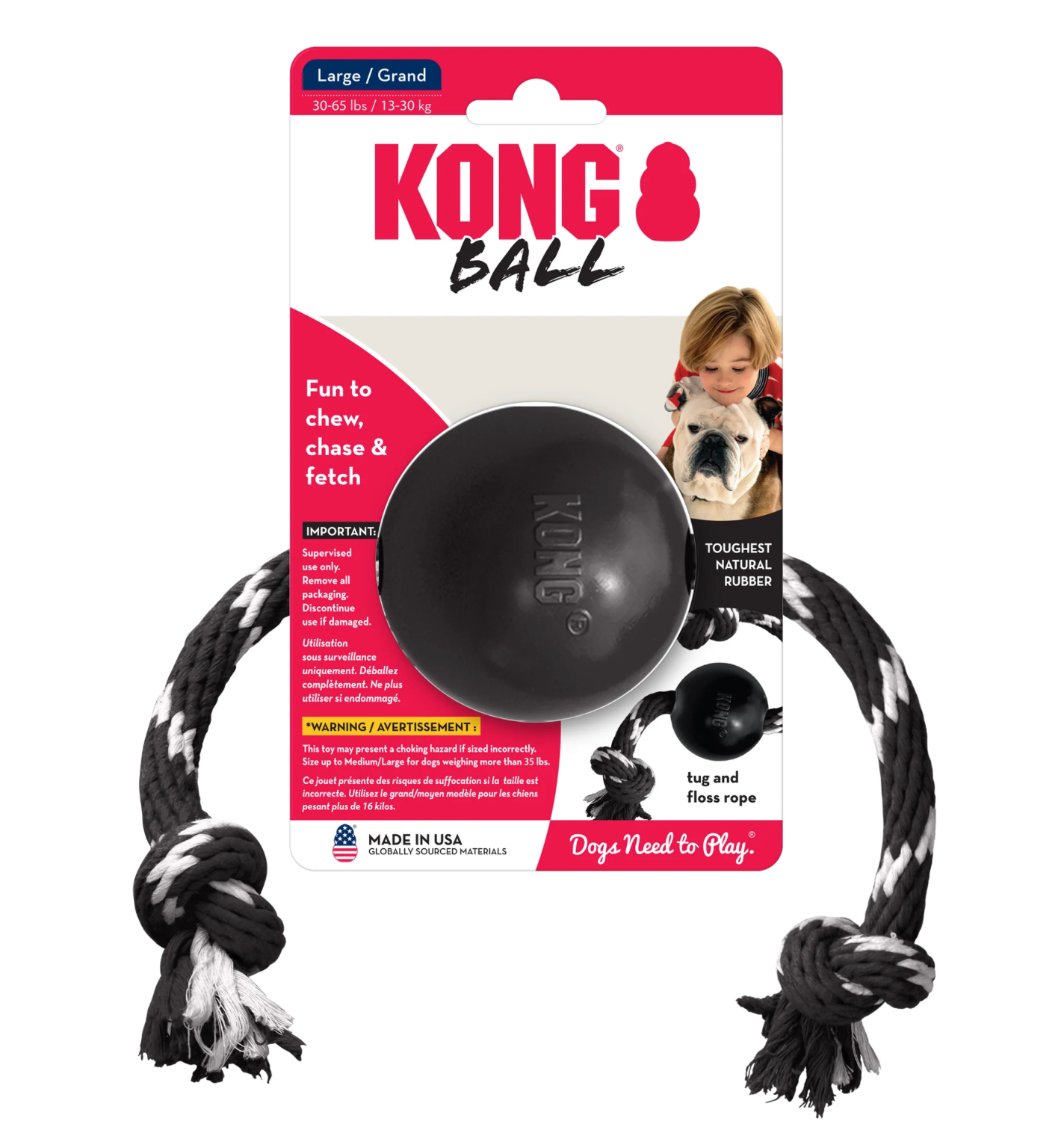Kong Extreme Ball c/Rope - Pelota Kong Extreme con Cuerda | KONG   M