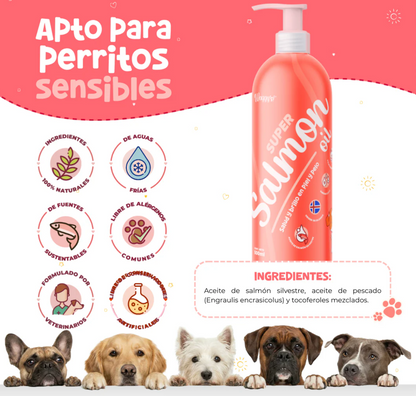 Salmón Silvestre con Omegas para Perros 500ml. | Waggy's Super Salmon Oil  ***