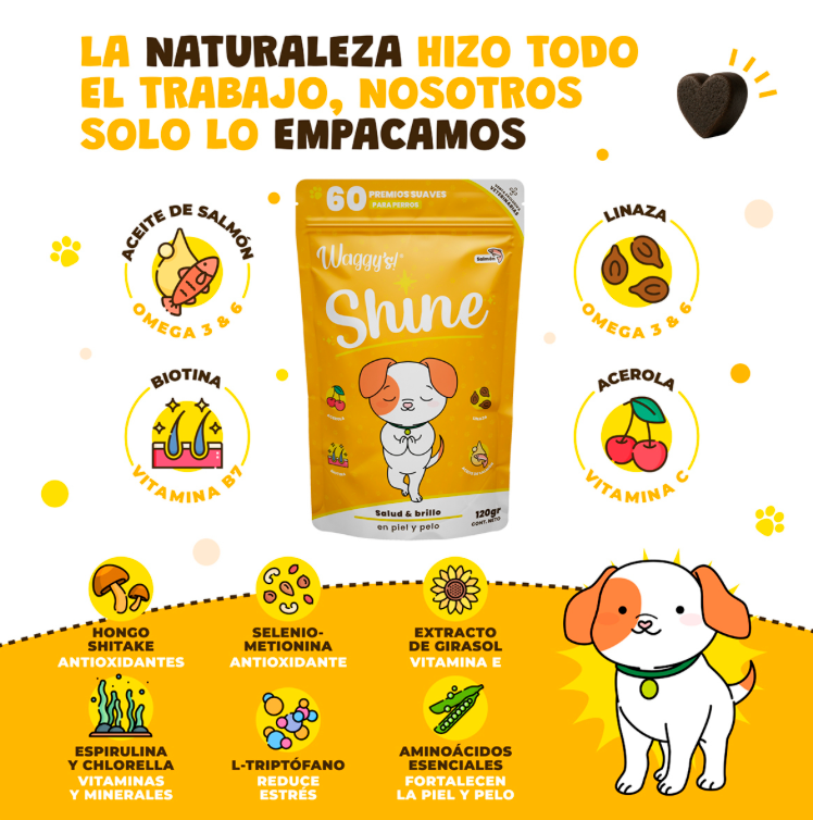 Shine Suplemento para Perro en Forma de Premios Suaves para Piel y Pelo | Waggy's  ***