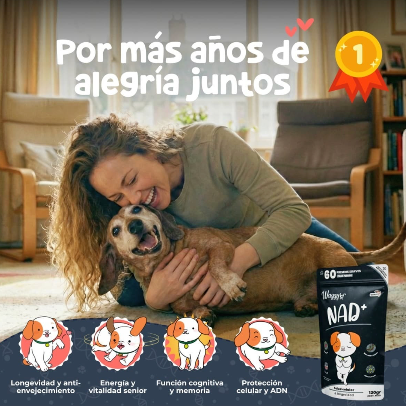 NAD+ Suplemento para Salud Articular en Forma de Premios Suaves para Perro| Waggy's ***