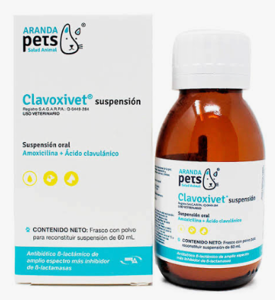 Clavoxivet Suspensión 60 ML (Amoxicilina - Ácido Clavulánico) - ARANDA PETS *