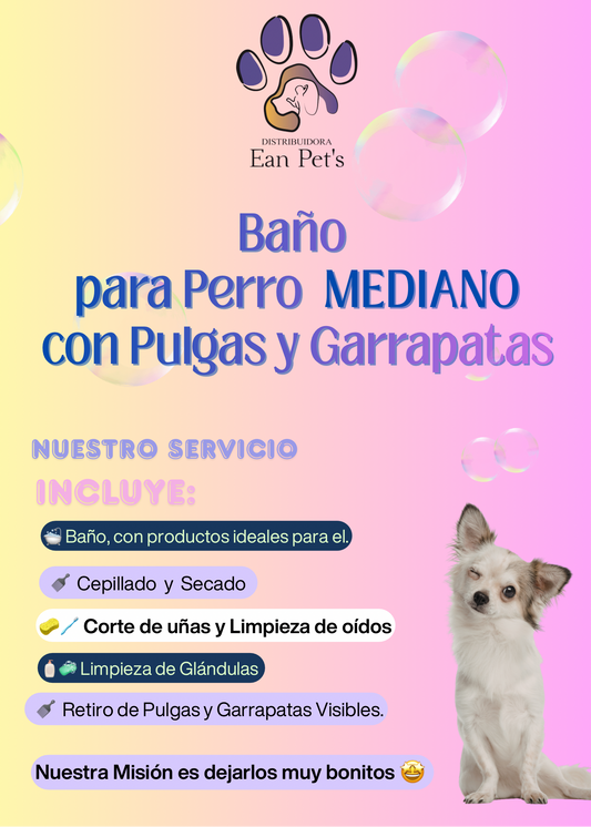 Baño para Perro Mediano con Pulgas y Garrapatas